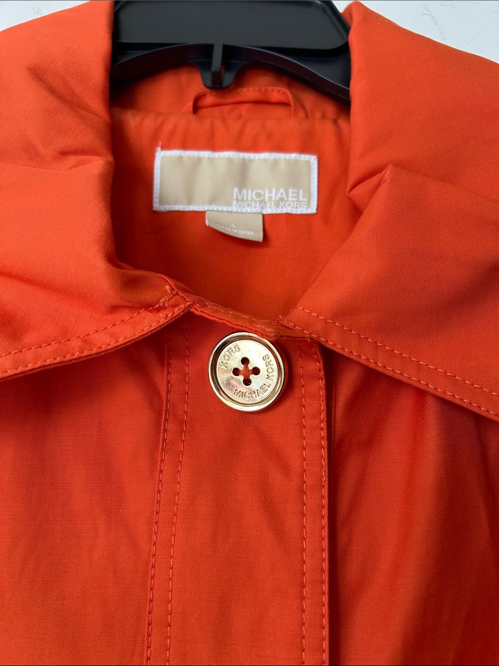 MICHAEL Michael Kors Orange Trench Coat with Waist Tie - Picture 3 of 3